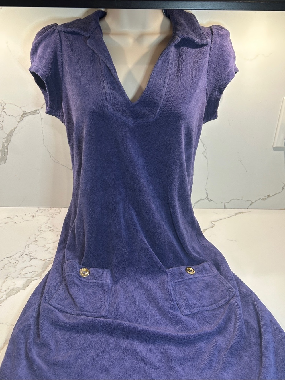 Vintage, rare, Juicy Couture Periwinkle Terry Polo Dress with Pink Label